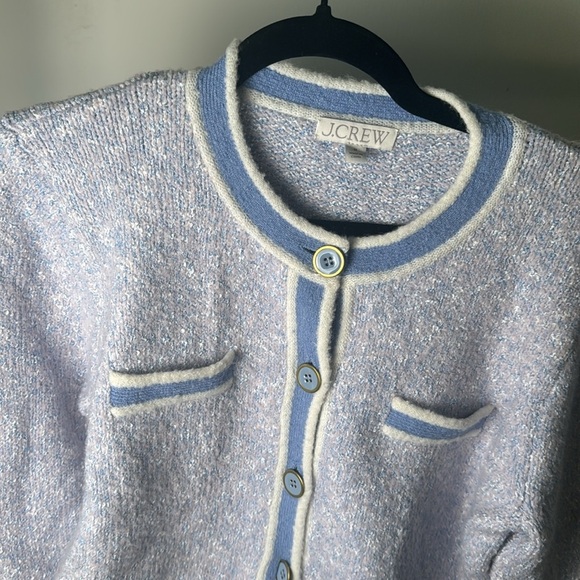 J. Crew Preppy Wool Blend Marled Sweater Lady Jacket in Lilac Seascape Size M - Picture 3 of 8